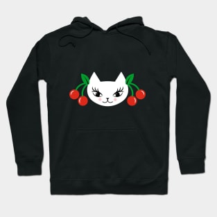 Rockabilly Cat White Hoodie